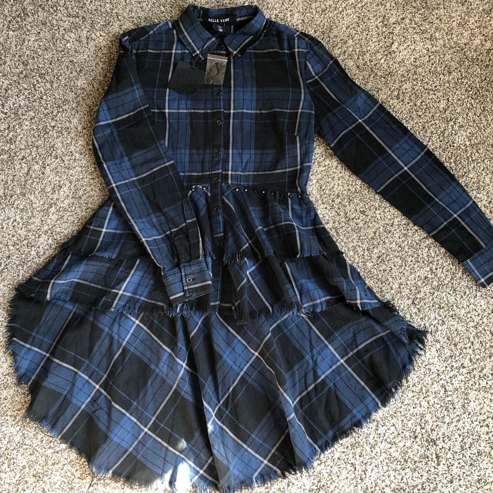 Blue Plaid hi/low Shirt